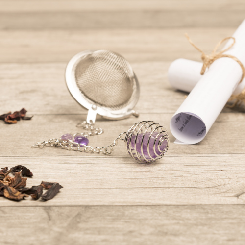 CROWN Chakra VIOLET Gemstone LOOSE TEA INFUSER + Spells