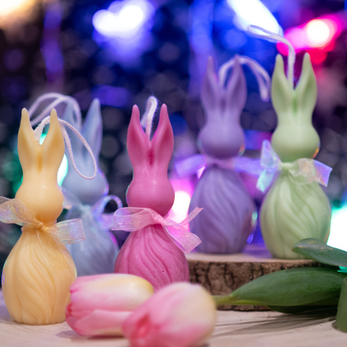 Ostara HARE Candle - WITH Hidden Gemstone Core - Hand Poured Easter Gifts