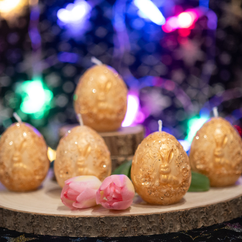 Ostara GOLDEN BUNNY EGG Candle - WITH Hidden Gemstone Core - Hand Poured Easter Gifts