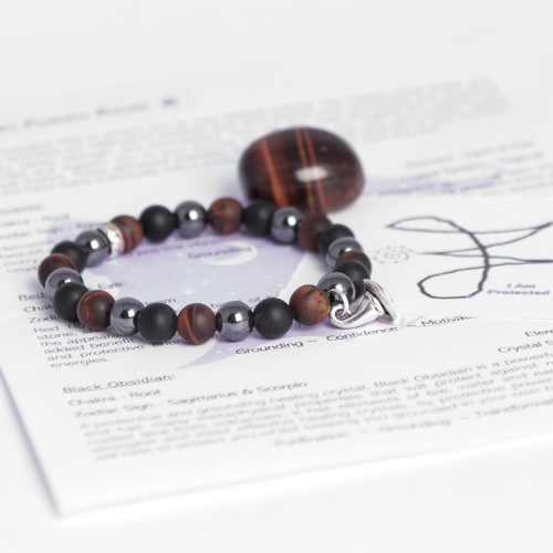 Witches Protection Bracelet NATURAL Protection Power Crystals + Sigil - SMALL