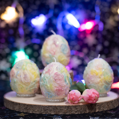 Ostara FLORAL EGG Candle - WITH Hidden Gemstone Core - Hand Poured Easter Gifts